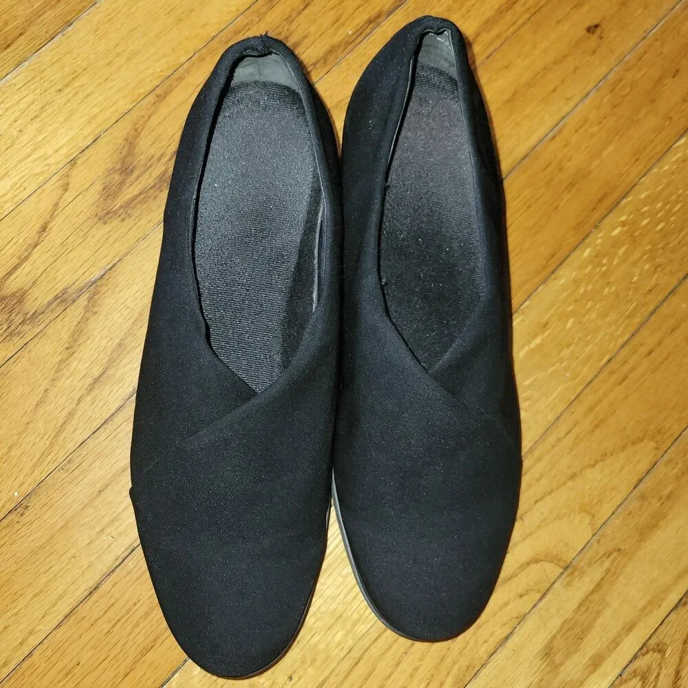 Munro Women's Black Canvas Slip On Platform Wedge Shoes 10  W